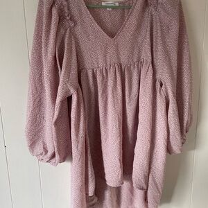 Pink Floral V-Neck Blouse